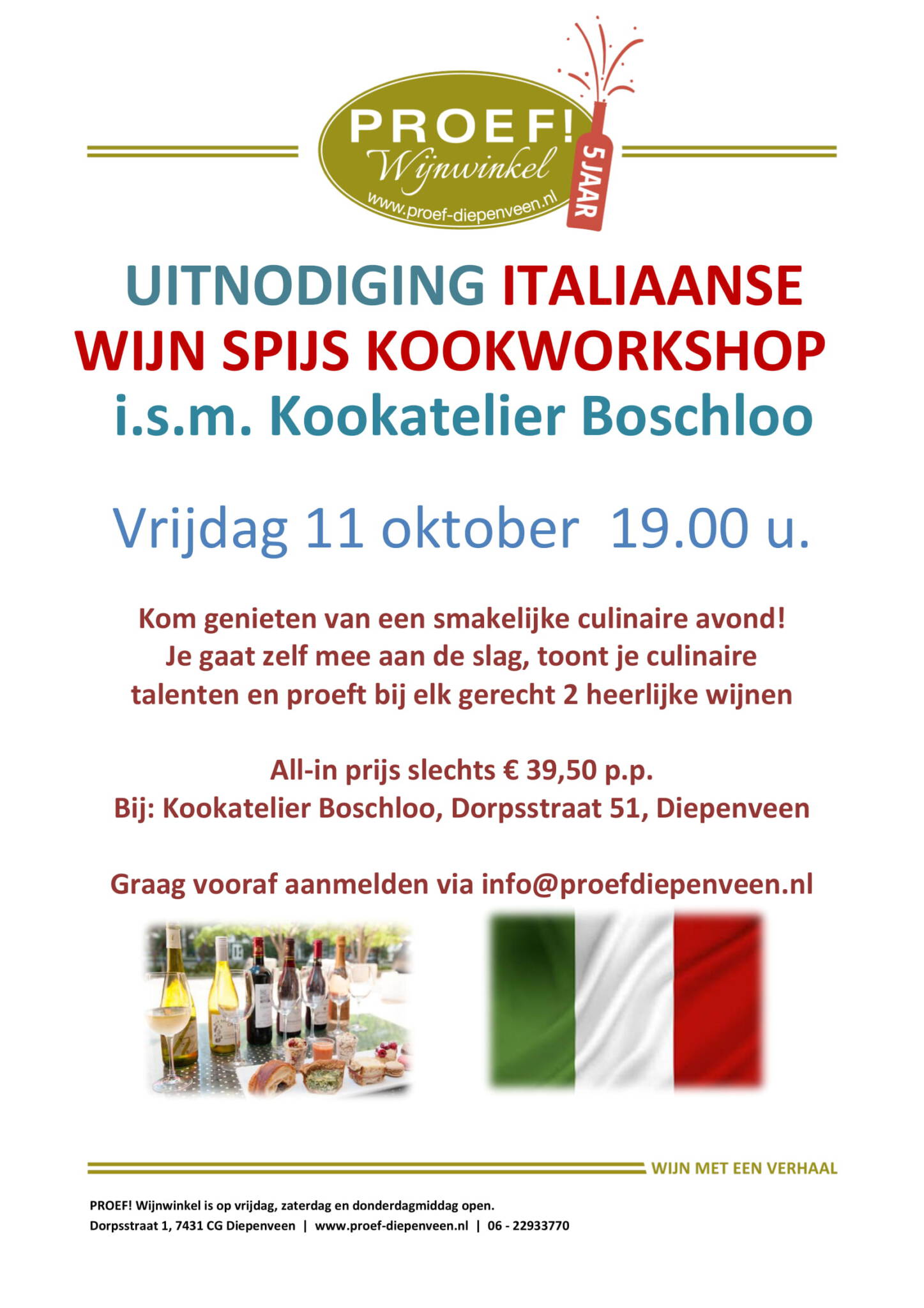 Italliaanse Wijn-spijs Kookworkshop